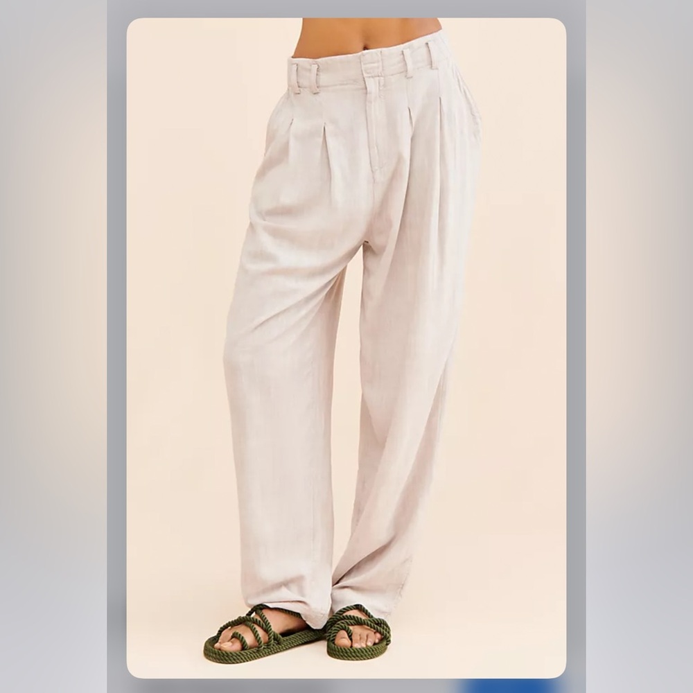Free People Calla Pleated Trousers- linen blend